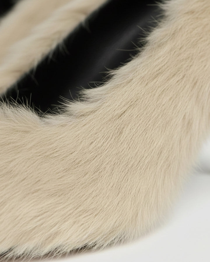 Women’s Beige Faux Fur Pointed-Toe Pumps