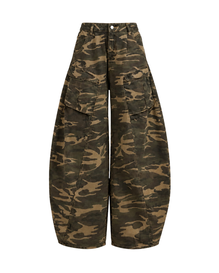 Women’s Camouflage Wide-Leg Cargo Jeans