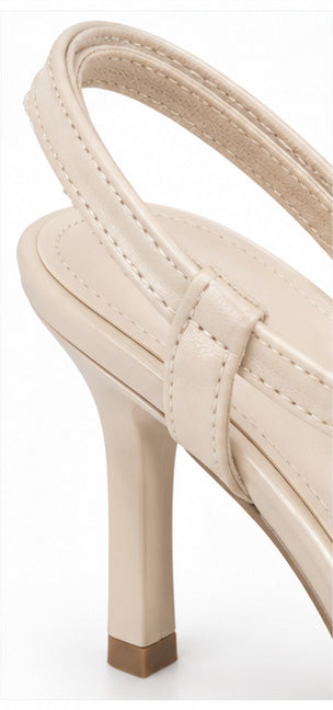 Ivory Pearl Embellished Pointed-Toe Slingback Heels