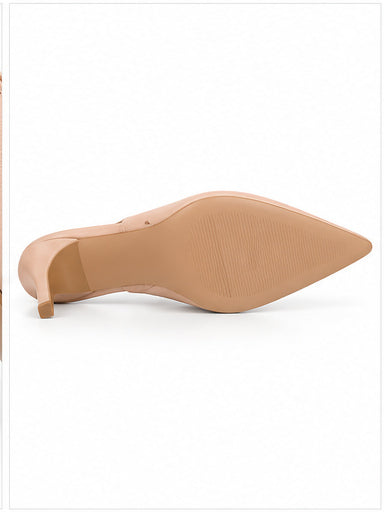 Nude Pointed-Toe Slingback Stiletto Heels