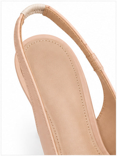 Nude Pointed-Toe Slingback Stiletto Heels