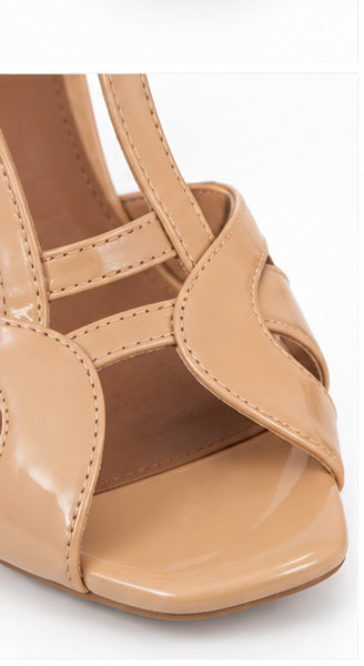 Nude Patent Slingback Stiletto Heels