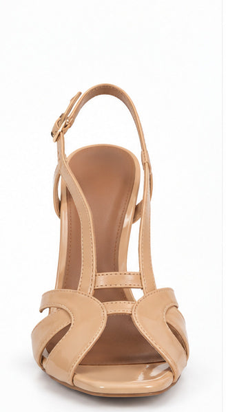 Nude Patent Slingback Stiletto Heels