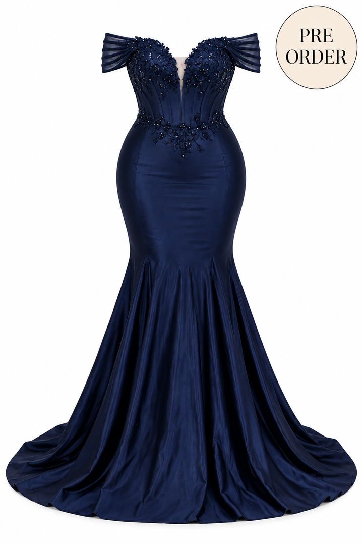 Celestia Navy Evening Dress