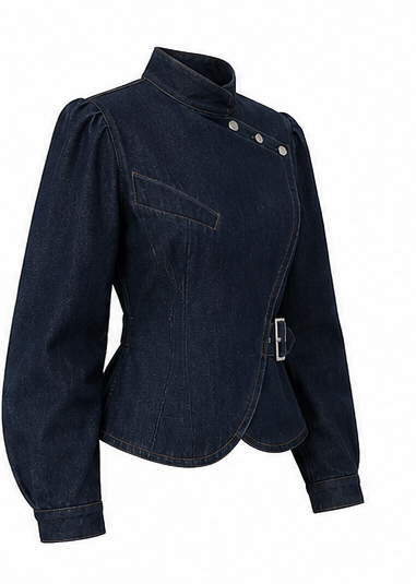 Women’s Dark Denim Asymmetric Jacket with Belt
