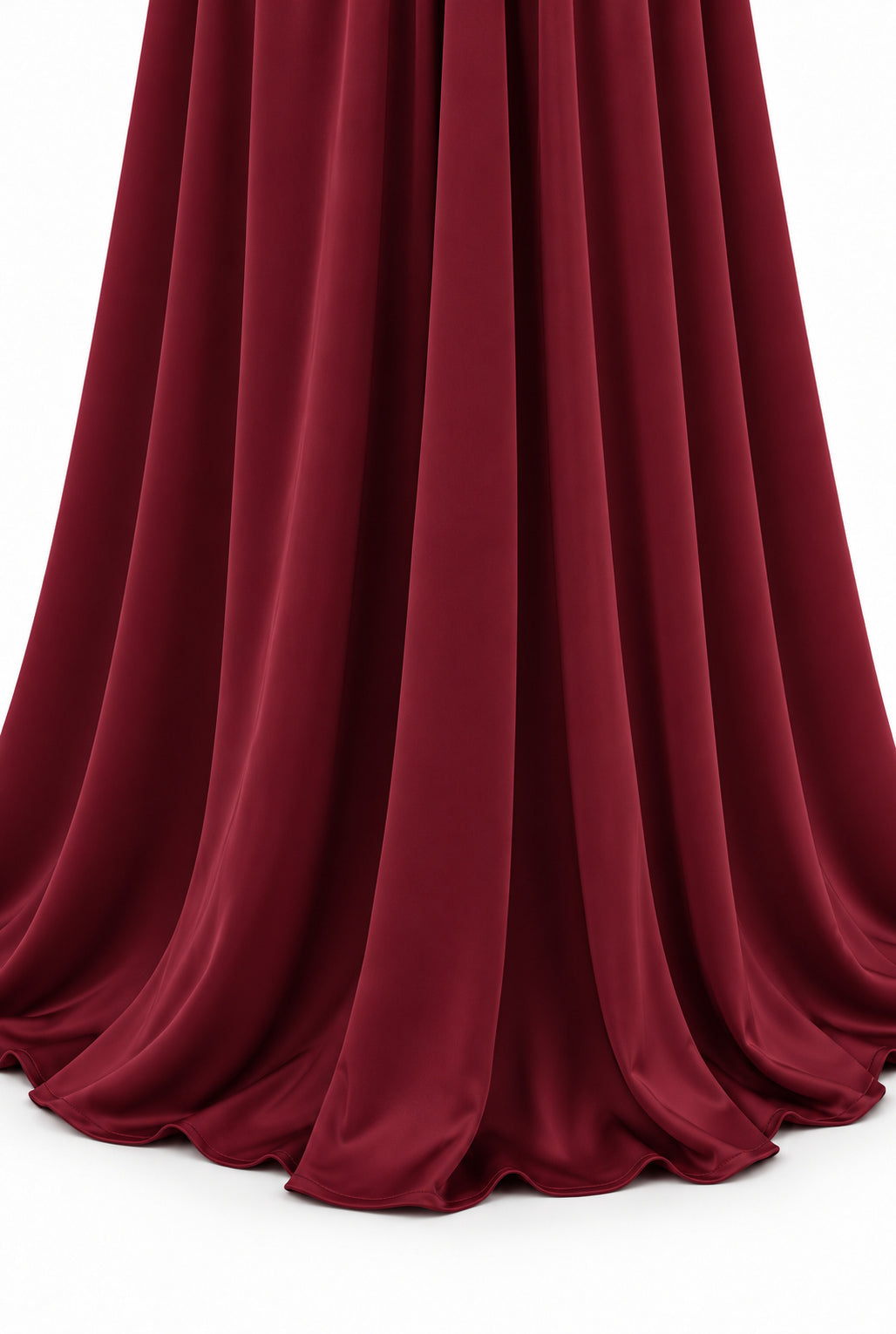 Women's Burgundy Two-Piece Maxi Set with Pearl Details & Draped Design
