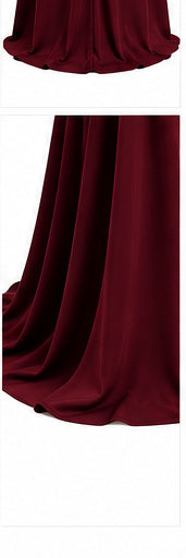 Women’s Burgundy Strapless Lace Corset Maxi Dress with Draped Waist