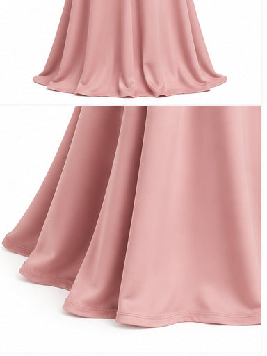 Women’s Blush Pink Strapless Corset Maxi Dress with Draped Waist & Front Slit