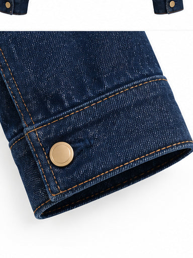 Women’s Dark Blue Denim Jacket with Cape Detail