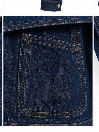 Women’s Dark Blue Denim Jacket with Cape Detail