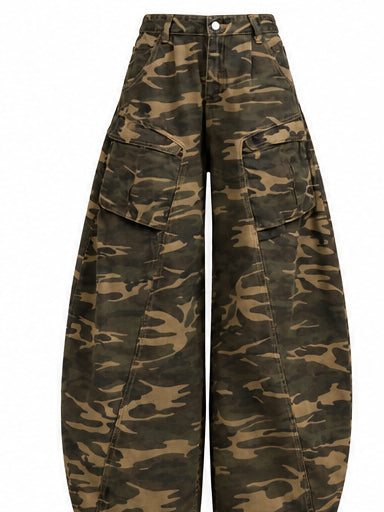 Women’s Camouflage Wide-Leg Cargo Jeans