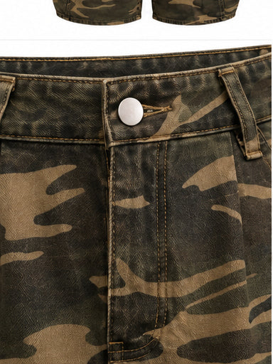 Women’s Camouflage Wide-Leg Cargo Jeans