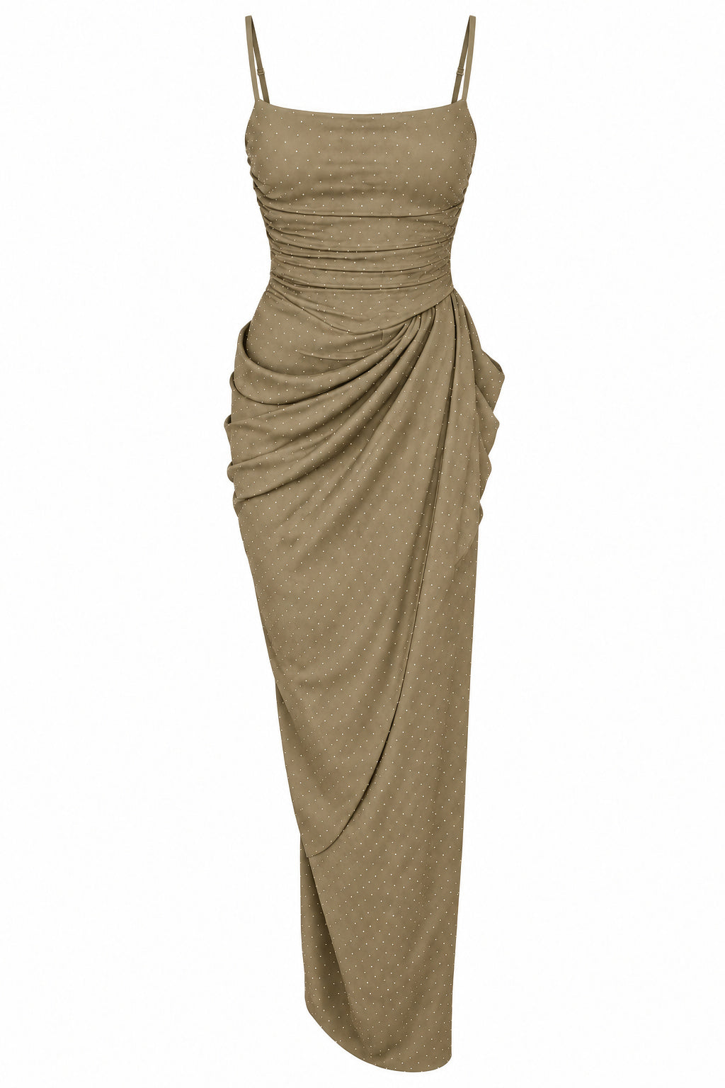 Women's Ruched Maxi Dress with Sparkling Details