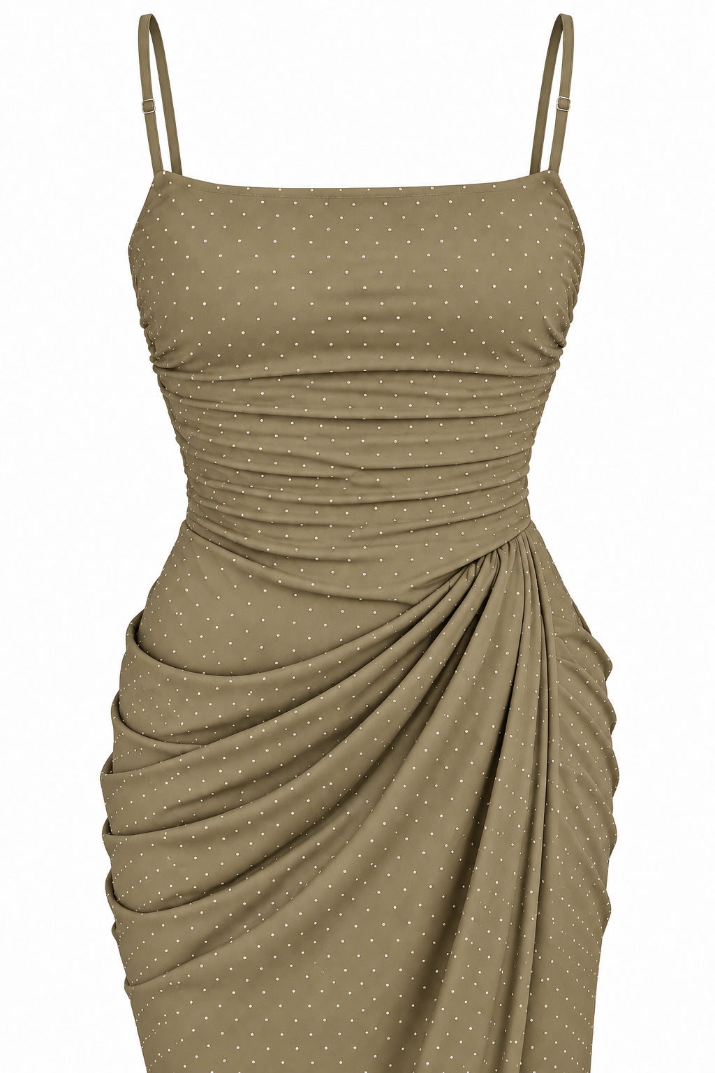 Women's Ruched Maxi Dress with Sparkling Details