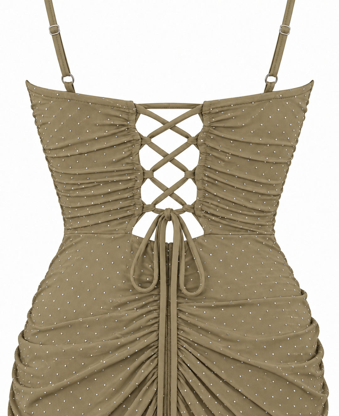 Women's Ruched Maxi Dress with Sparkling Details
