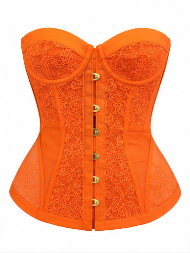 Women’s Orange Lace Corset with Satin Lacing