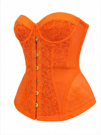 Women’s Orange Lace Corset with Satin Lacing