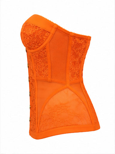 Women’s Orange Lace Corset with Satin Lacing