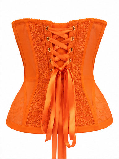 Women’s Orange Lace Corset with Satin Lacing