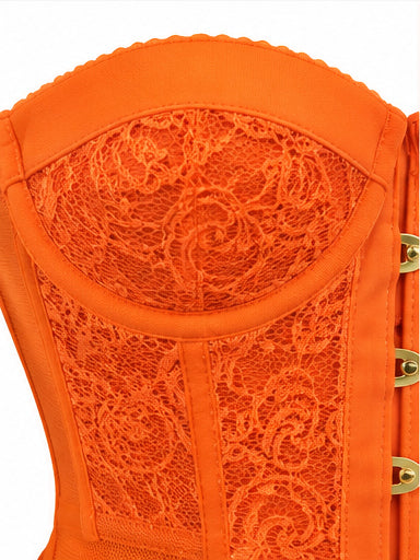 Women’s Orange Lace Corset with Satin Lacing