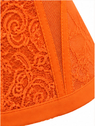 Women’s Orange Lace Corset with Satin Lacing