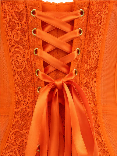 Women’s Orange Lace Corset with Satin Lacing
