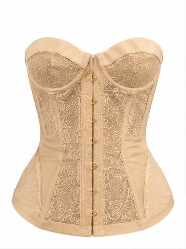 Women’s Beige Lace Corset with Satin Lacing