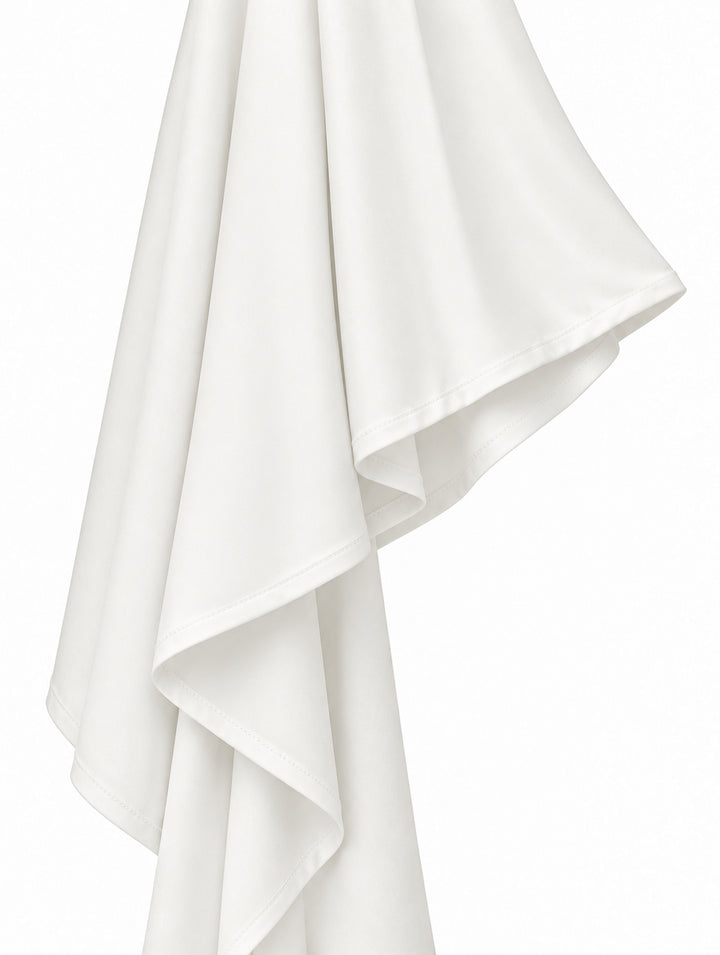 Women’s Elegant Draped Mini Dress with Waterfall Sleeves – White