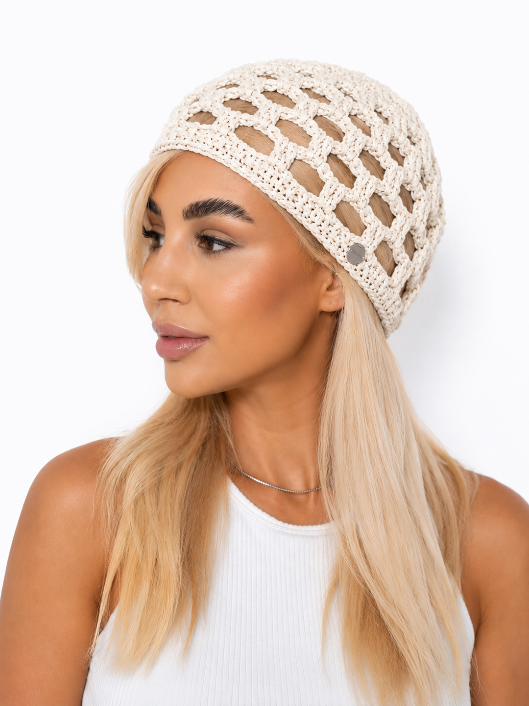 Open Knit Crochet Beanie