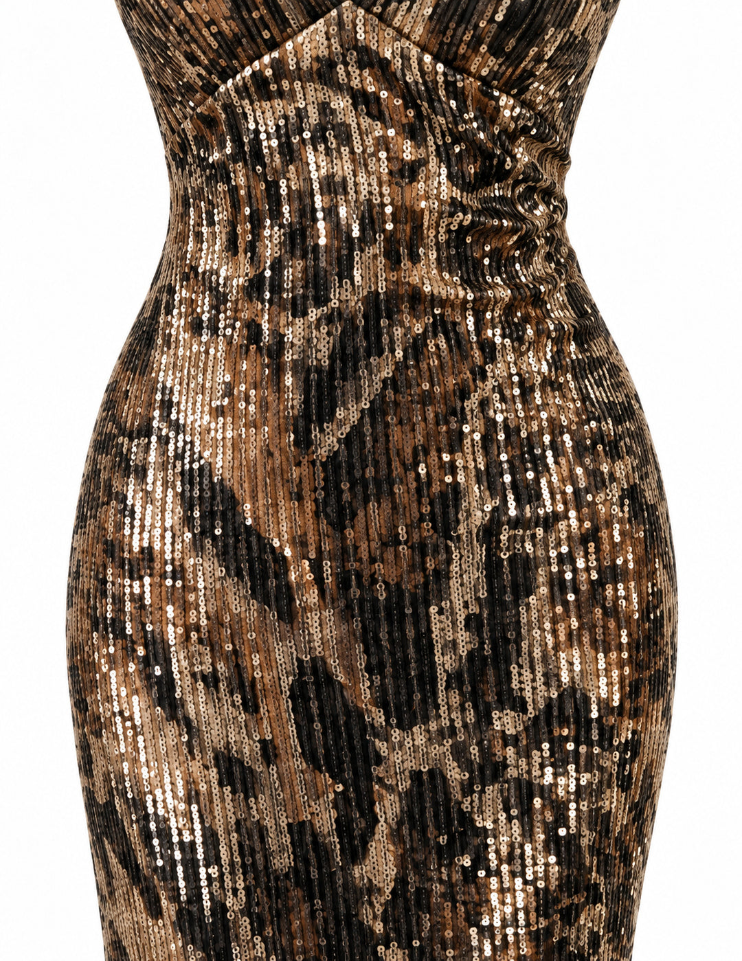 Women's Leopard Print Sequin Maxi Dress – Gold  Black Evening Gown