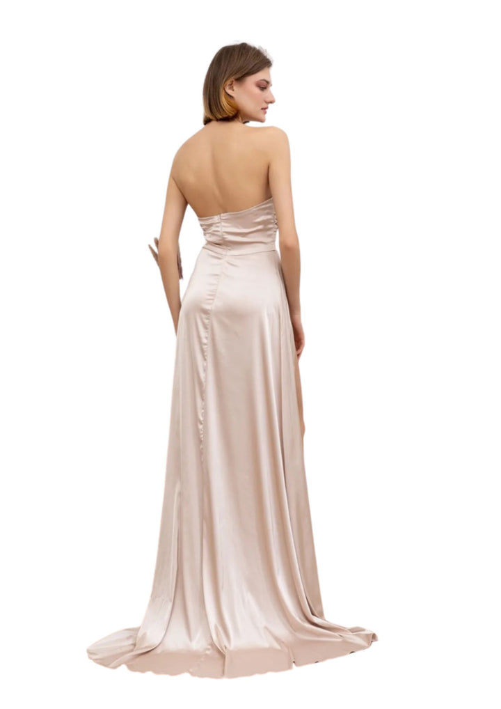 This Satin Elegance long bridesmaid dress