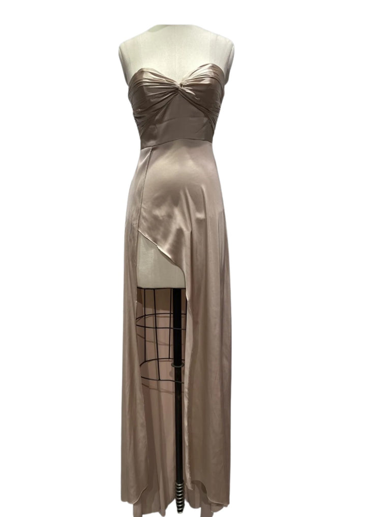 This Satin Elegance long bridesmaid dress