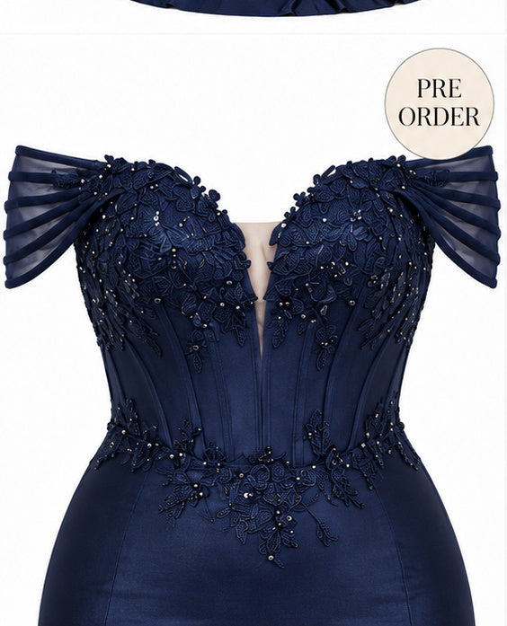 Celestia Navy Evening Dress