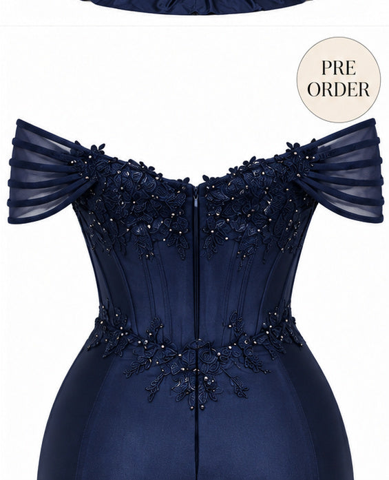 Celestia Navy Evening Dress