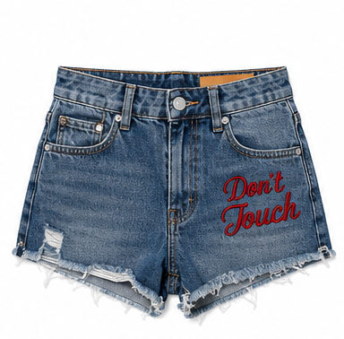 DON’T TOUCH Embroidered Denim Shorts