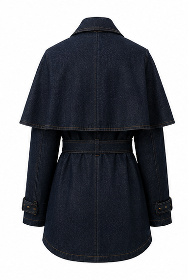 PARIS Belted Denim Trench Coat – Dark Blue
