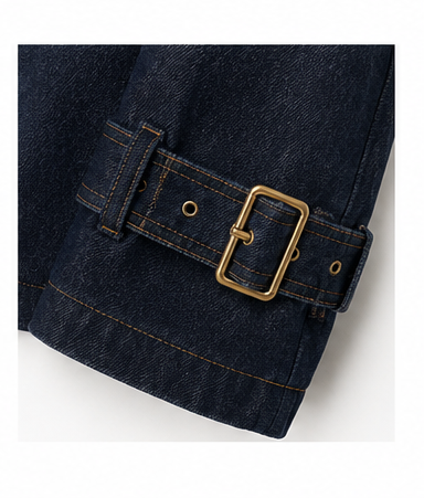 PARIS Belted Denim Trench Coat – Dark Blue