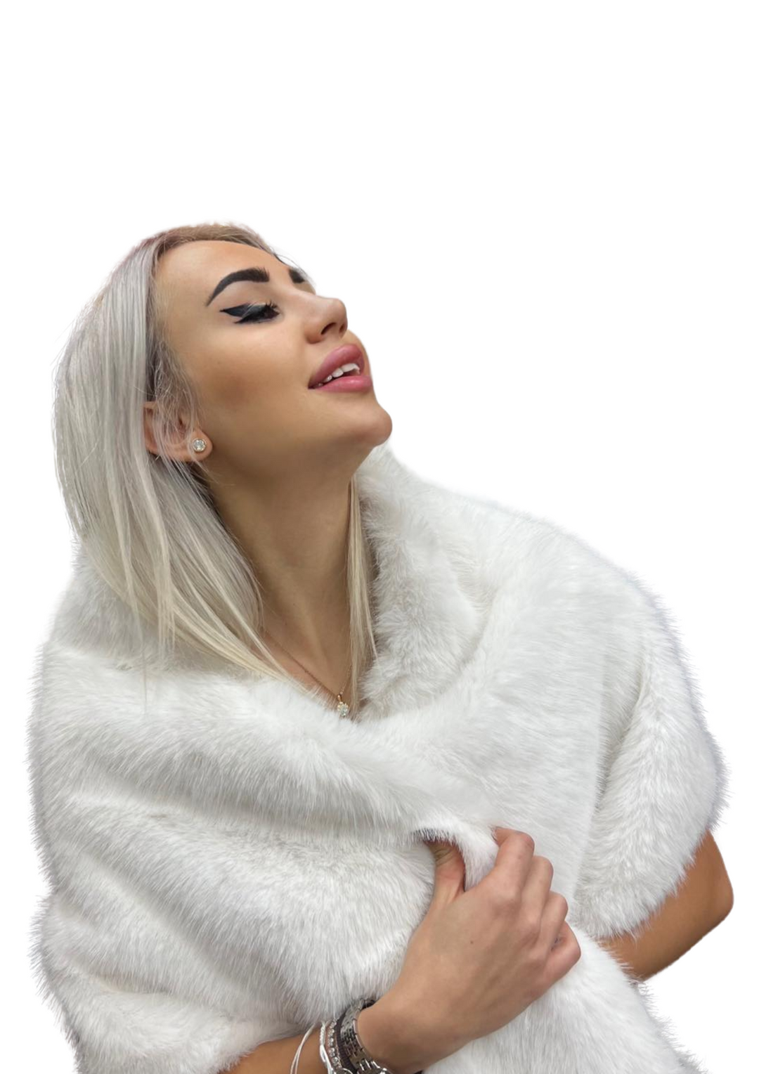 Bright faux fur Bridal jacket Wedding wrap-0